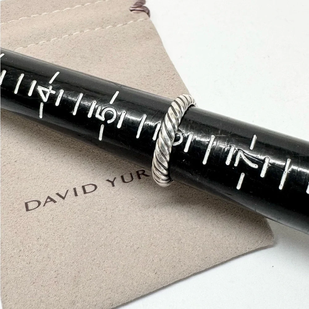 David Yurman .925/18K White Gold Diamond Cable Band Ring - Picture 5 of 8